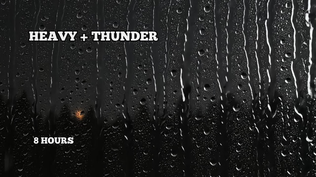Heavy Rain on Window (8 Hours) | Dark Night Rain Sounds for Sleeping & Relaxation