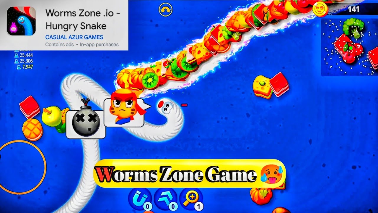 SABSE BADA SAANP BAN GAYA! 😱 | Worms Zone .io Gameplay