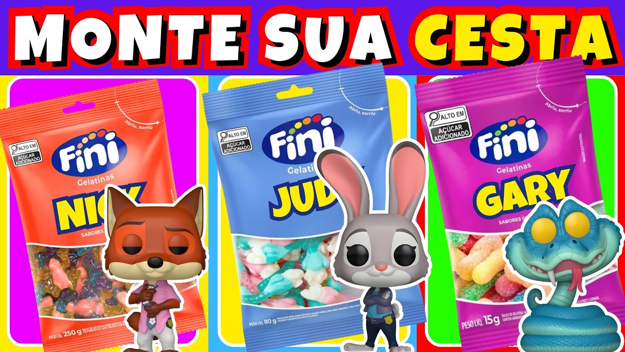 🍧🐰🦊 Monte sua CESTA de DOCES Zootopia 🐰🍭🦊  Escolha os Doces e Monte sua Cesta! 🔊 #dinoquiztopia