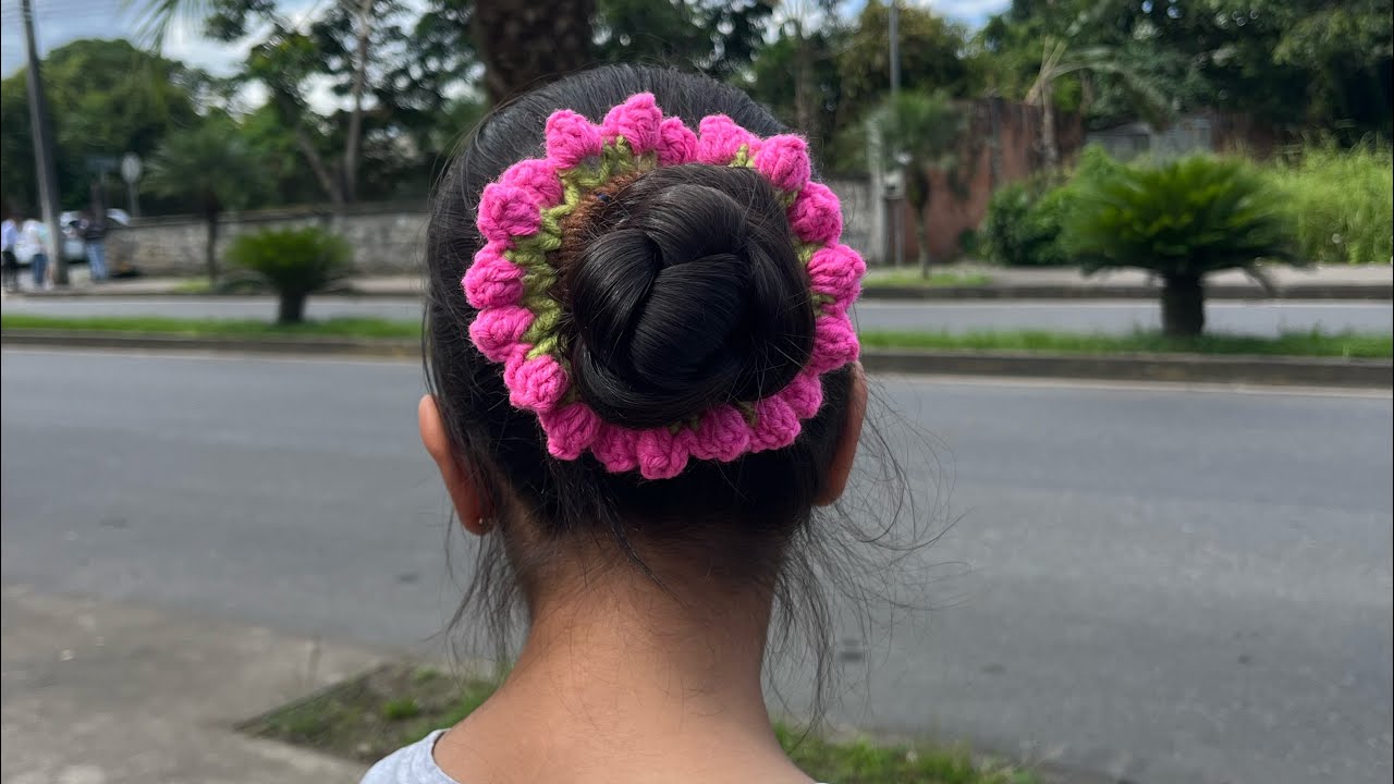🌷Vamos a Tejer y Emprender🌷Scrunchie o Moño de flor de Tulipán  a Crochet #viral #handmade #crochet