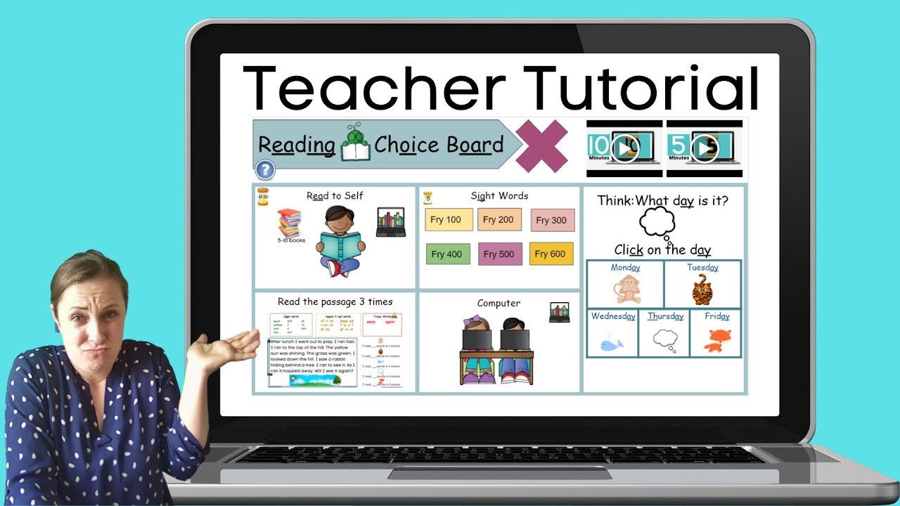 Teacher Tutorial Reading Digital Choice Board