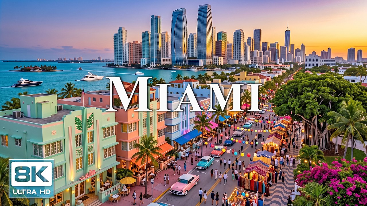 Miami 2026 8K 🌴 | South Beach, Brickell Skyline & Florida's Tropical Paradise
