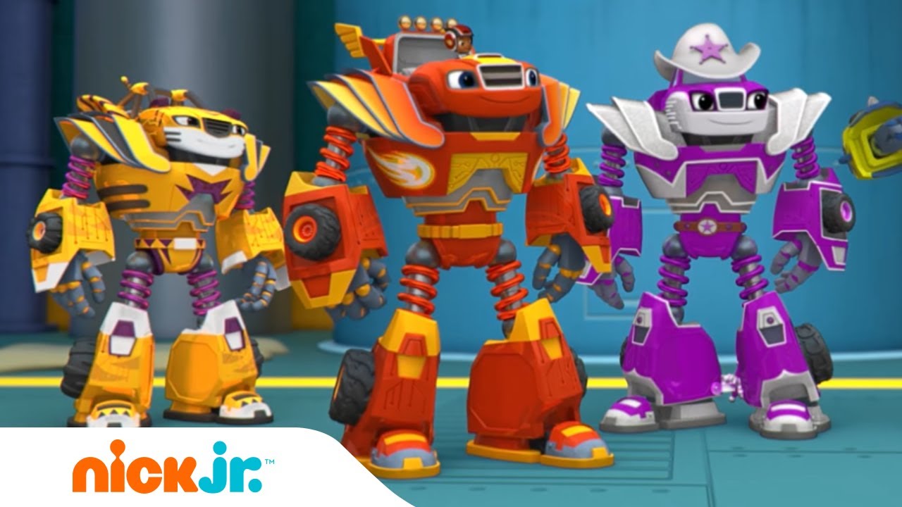 Blaze y los Monster Machines | ¡Blaze y sus amigos se transforman en robots fuertes! | Nick Jr.