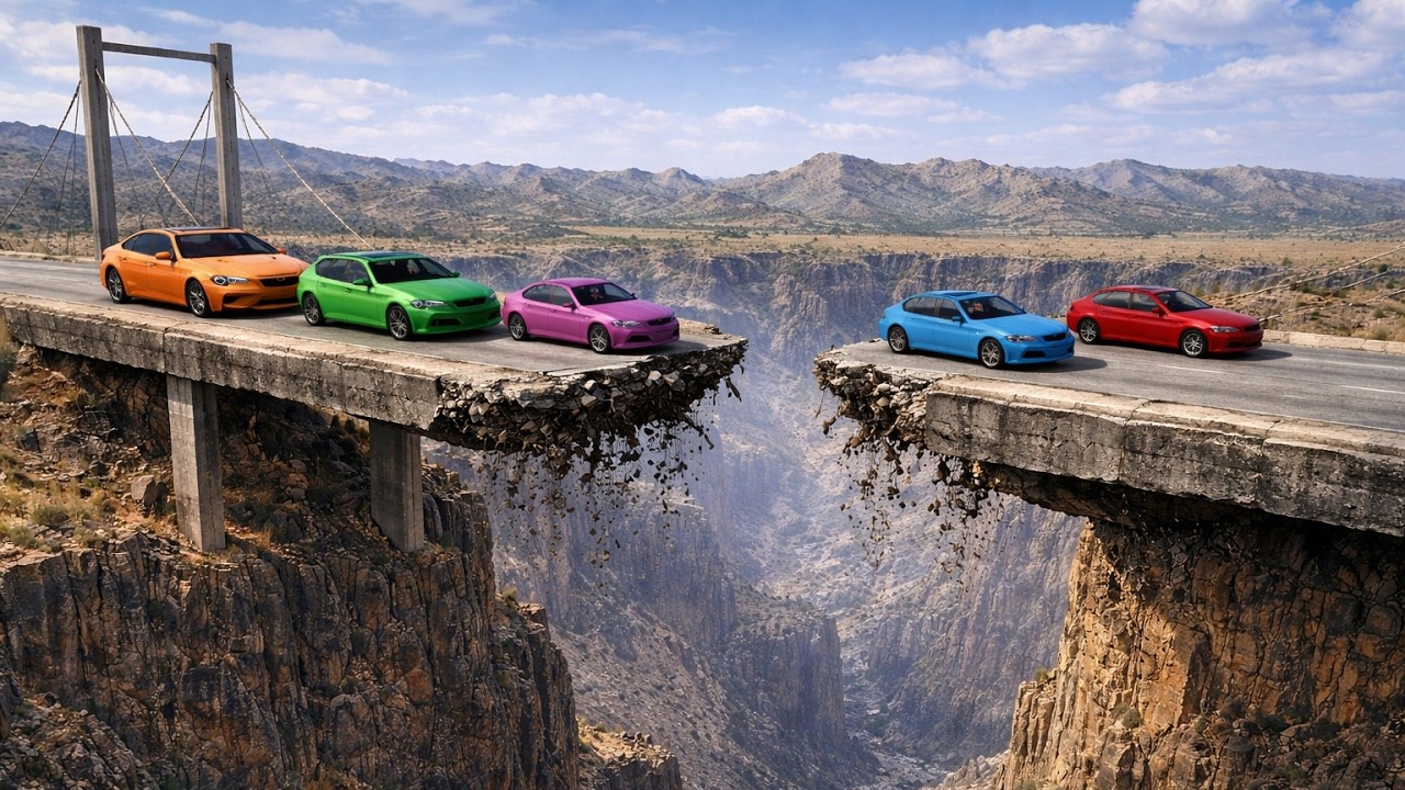 Big vs Small Cars – Broken Bridge Jump Gone Wrong! 😱🔥| BeamNG.drive