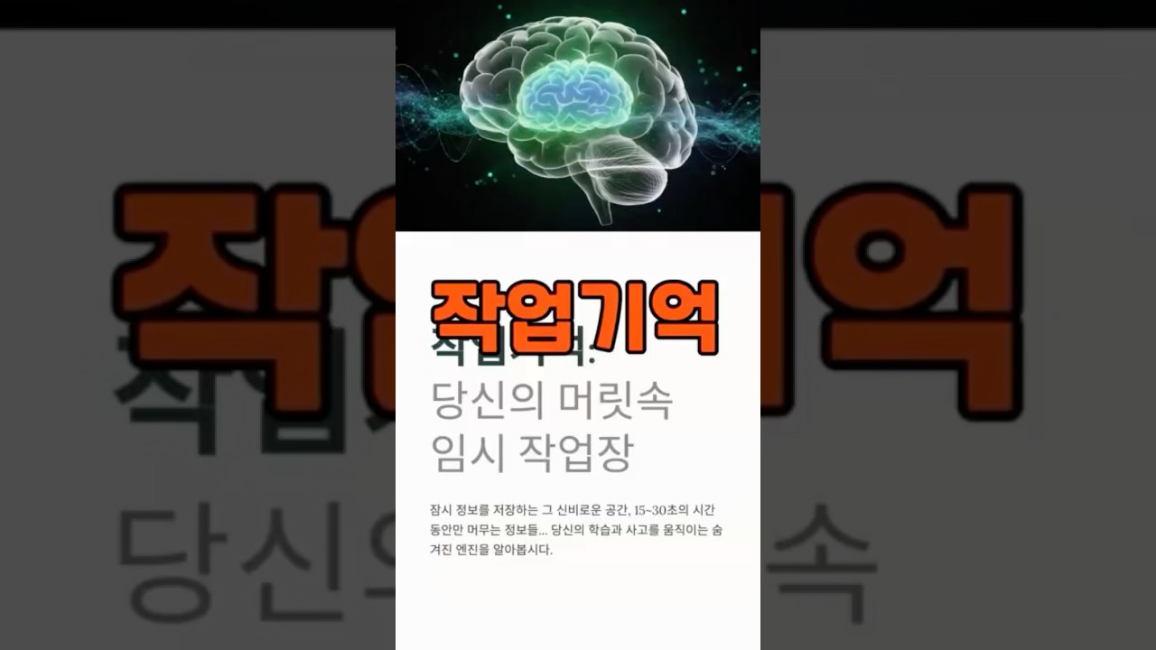 작업기억: 당신의 머릿속 임시 작업장 #작업기억 #인지기능 #기억력향상 #학습전략 #정보처리 #주의집중 #단기기억 #뇌과학 #학습효율성 #기억관리