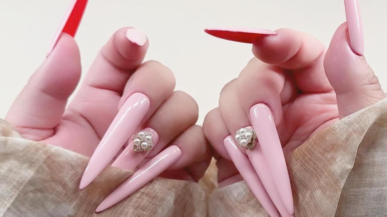 Immersive ASMR | Extra Long Red Base Spinning Charm Press-On Nails