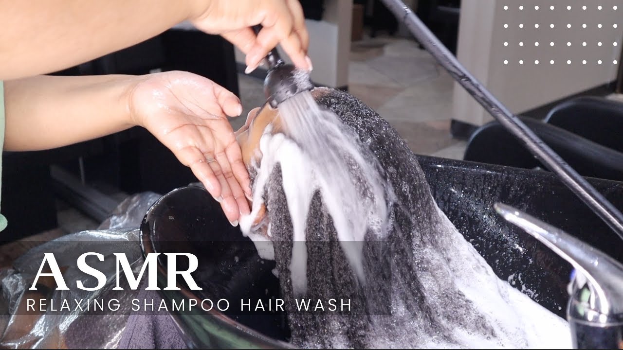 Relaxing ASMR shampoo, wash natural waist length hair