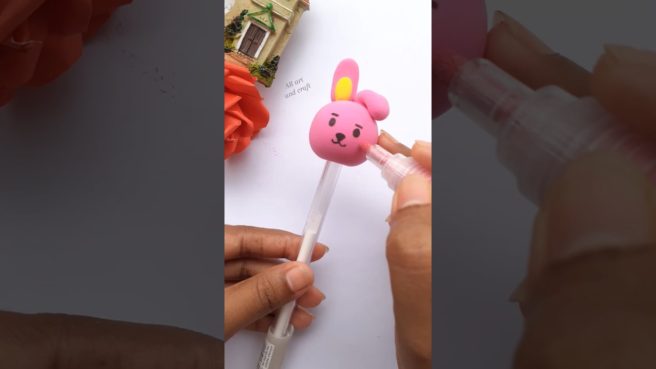 Cutest clay BTS pen DIY Ep4 #youtubeshorts #shorts #art #bts