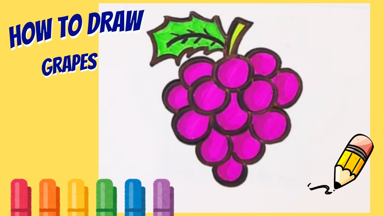 How to draw grapes-easy step by step video tutorial