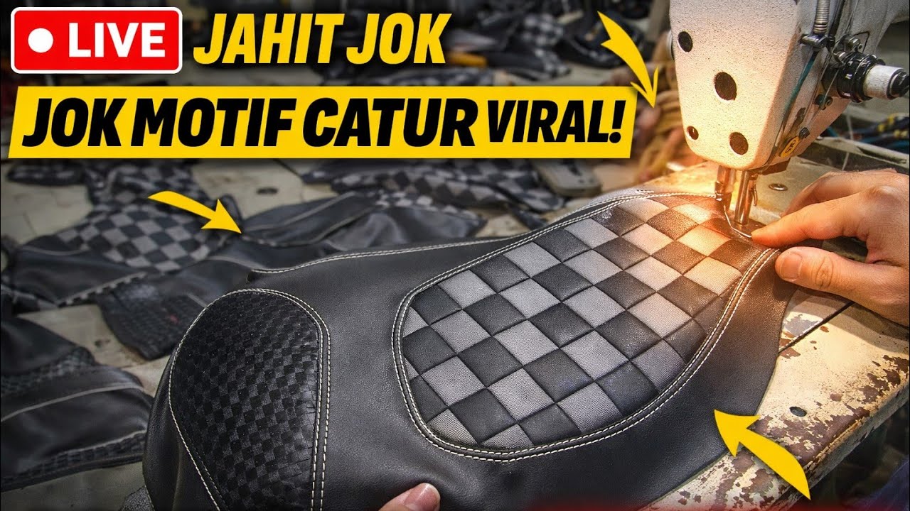 🔴SEDANG LIVE! 🔥Jahit Jok Motor Motif Catur yang Lagi VIRAL 😱