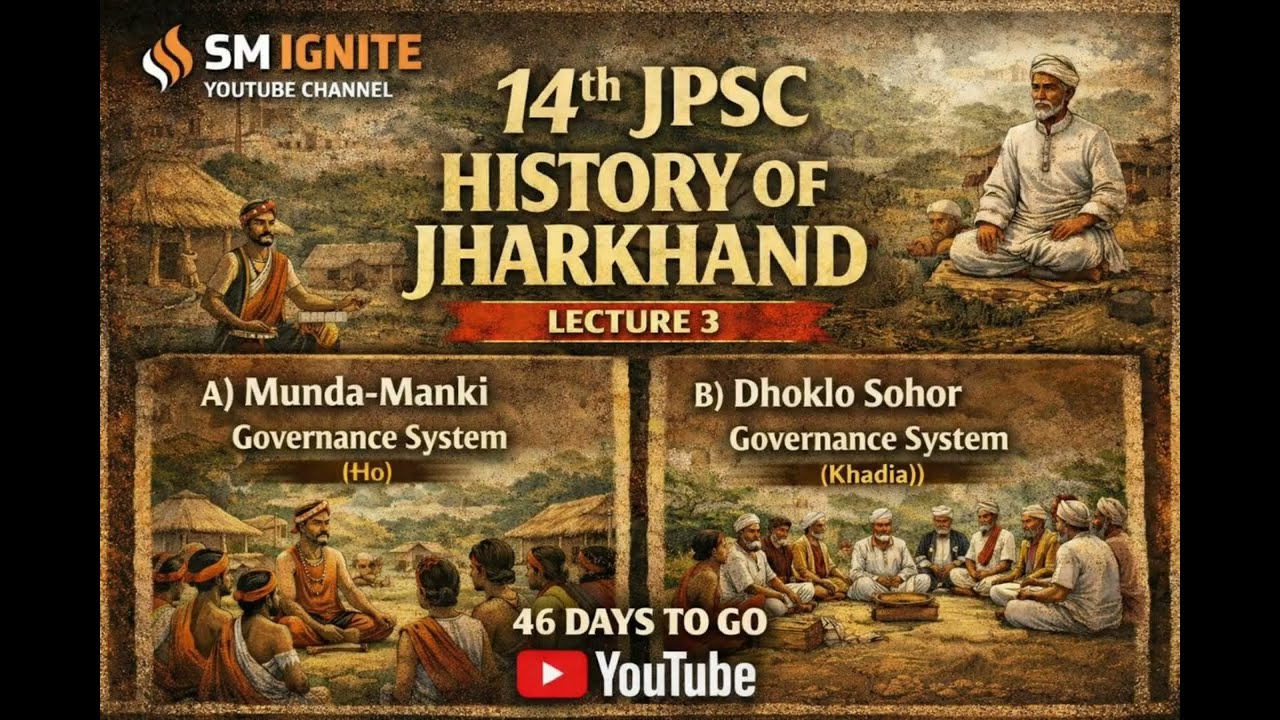 “History of Jharkhand | Lecture 3 | Munda-Manki & Dhoklo Sohor governance system| 14th JPSC”
