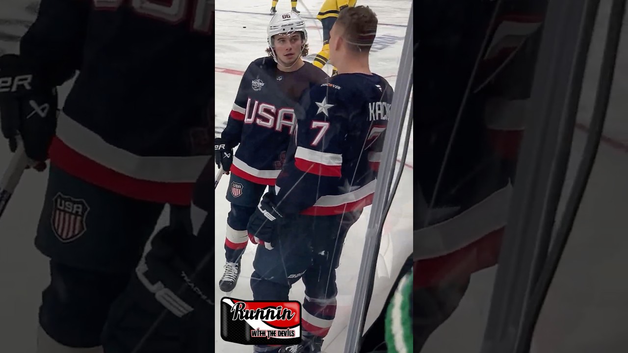 Brady Tkachuk Jack Hughes Team USA Pregame Chat #teamusa #4nations #short #shorts #usahockey