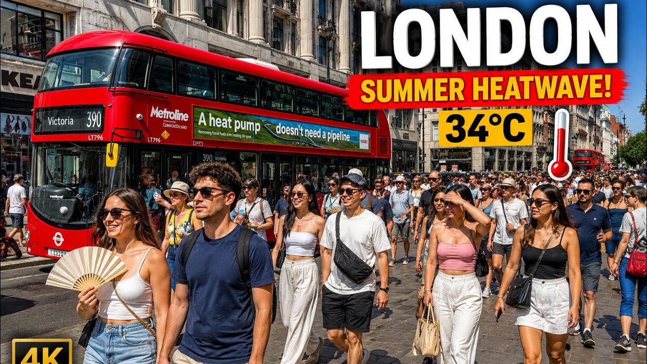 London Walking Tour 2026 | Central London Summer Heatwave & Busy Streets [4K HDR]