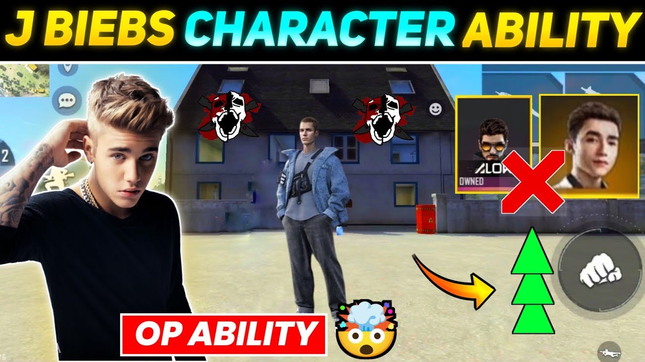 JUSTIN BIEBER CHARACTER ABILITY || FREE FIRE J BIEBS CHARACTER ABILITY TEST || J BIEBS FREE FIRE