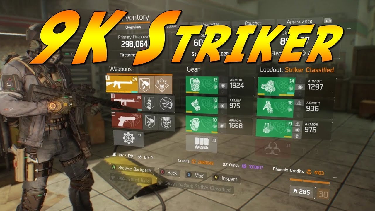 The Division 1.8 Tank Classified Striker 9k stamina Build PvP (33% crit hit chance 128 crit hit DMG)