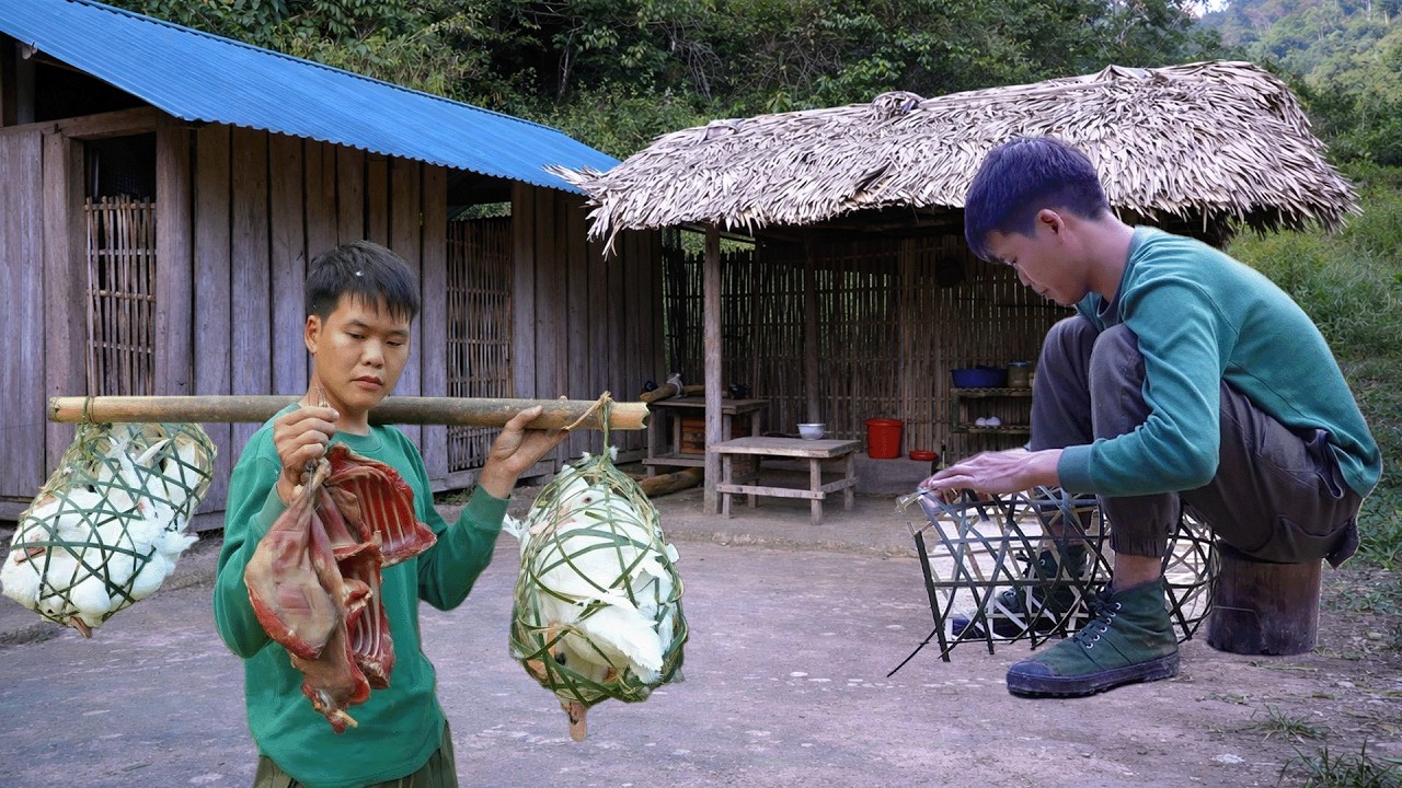 Surviving Alone in the Wild | Hunting Wild Goat & Duck Meat for Market Farm Life
