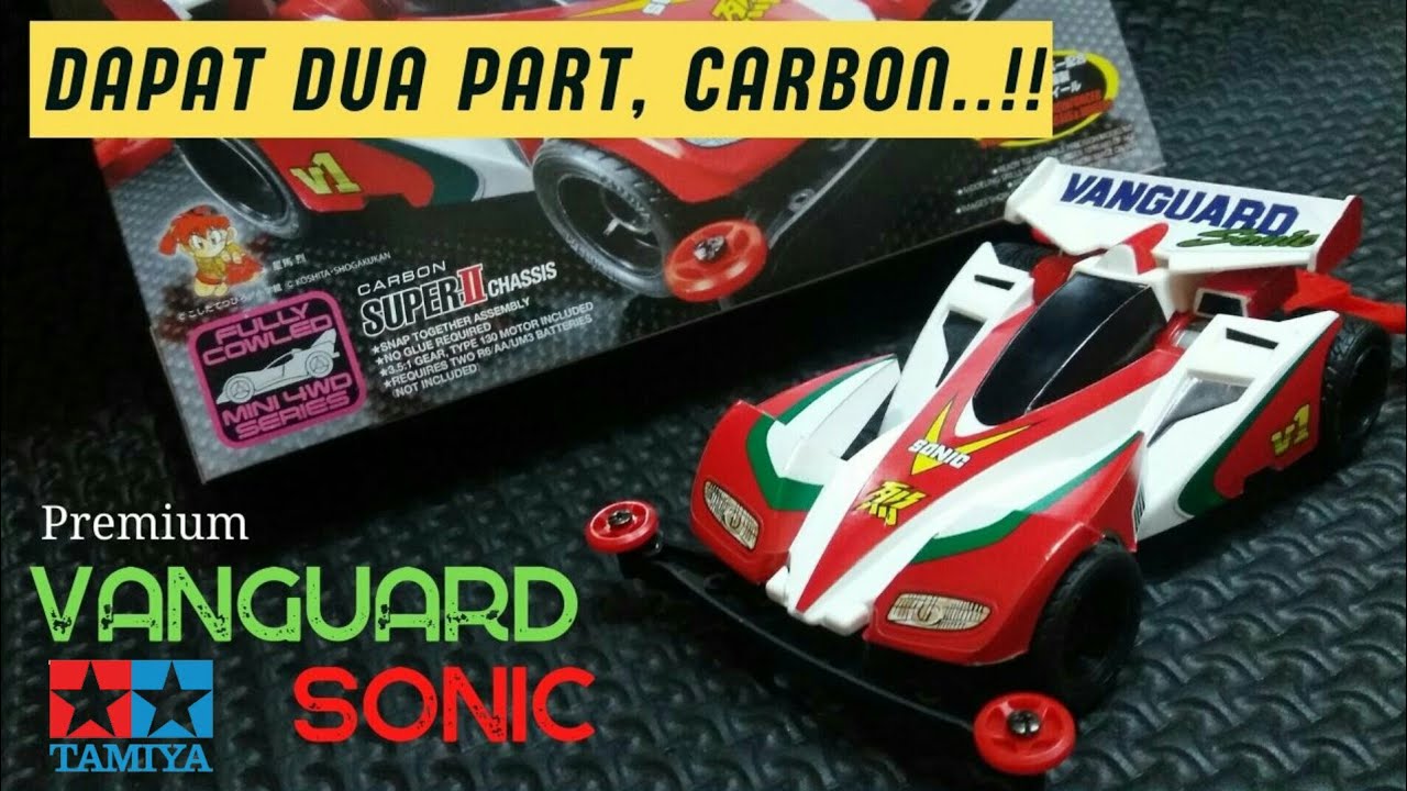 Unboxing - Review & Merakit - VANGUARD SONIC - PREMIUM - TAMIYA Mini 4WD - Super 2 Chassis Carbon