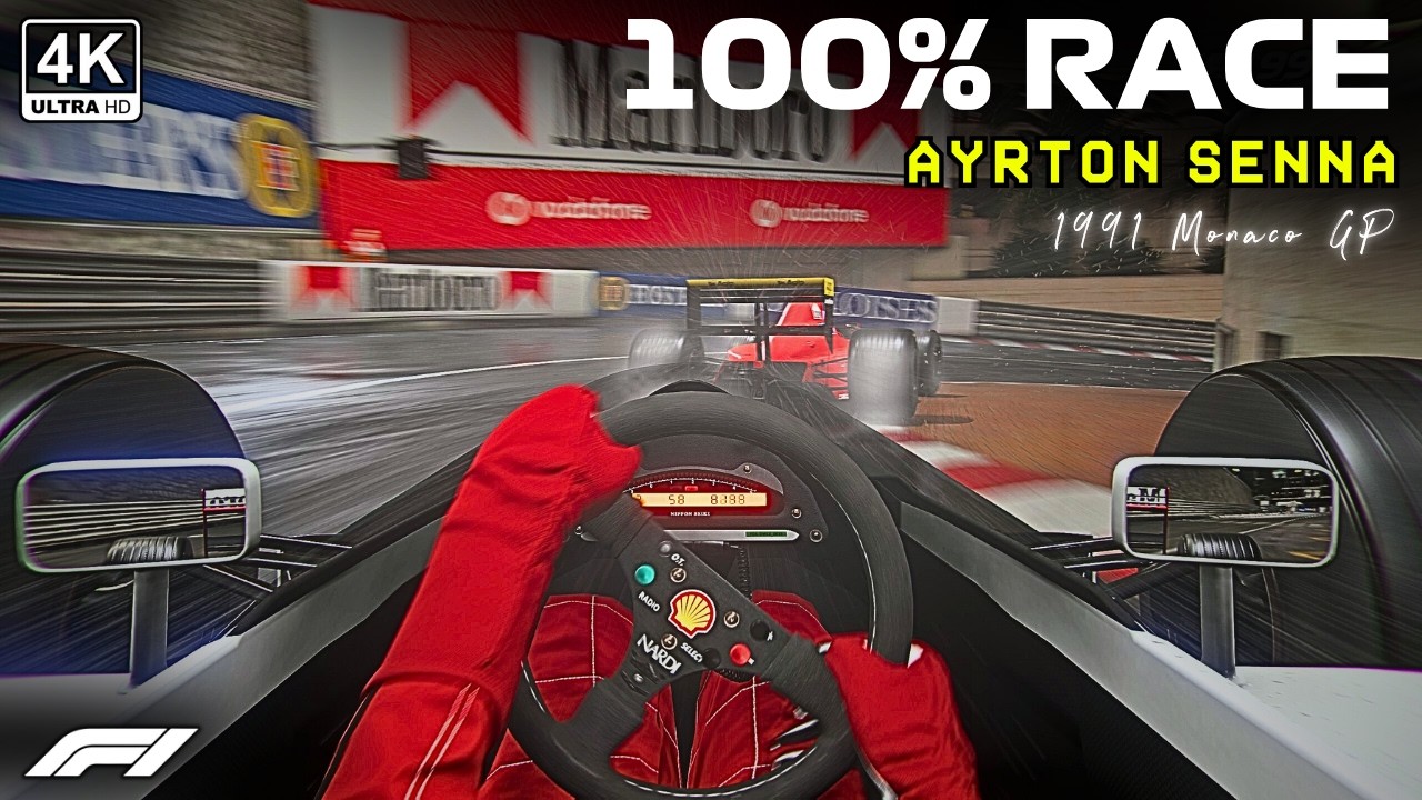 Ayrton Senna 100% Race Gameplay Monaco GP at Night in McLaren MP4-6 V12 | Cockpit View No Assists