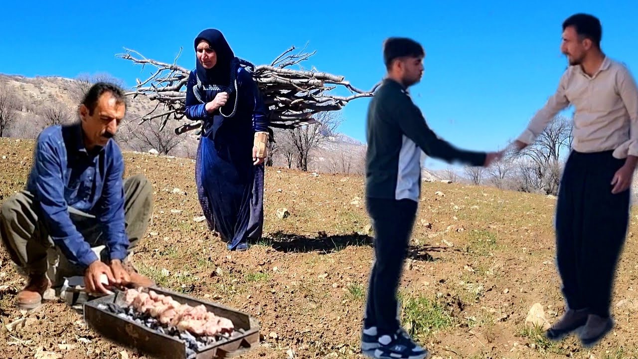 Amir plants saplings for the future and Shakeel collects firewood.