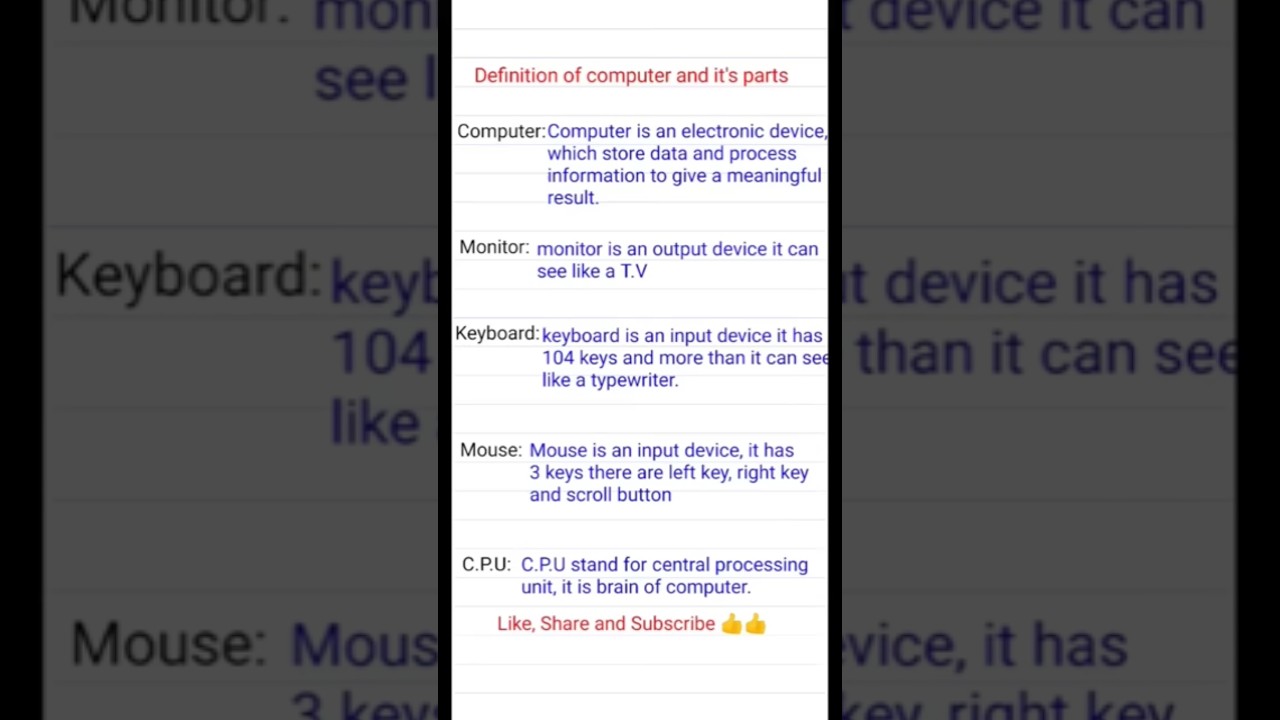 Definition of computer and it's parts.🖥 🖥