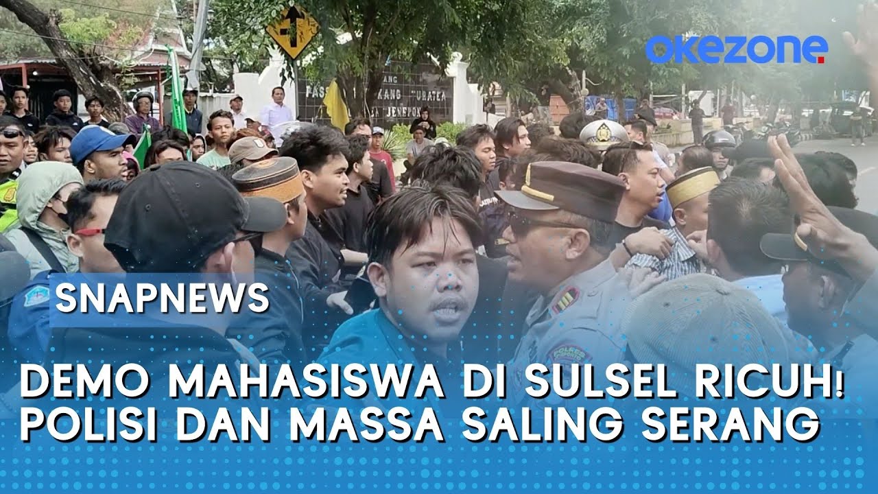 Demo Mahasiswa di Sulsel Ricuh! Polisi dan Massa Saling Serang | Snapnews