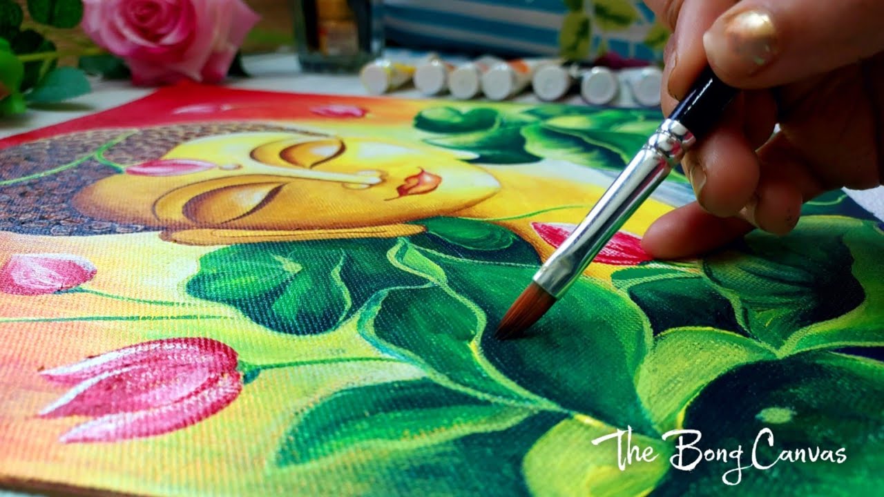 Gautam Buddha Painting With Acrylic Colour | Canvas Painting | Buddha Canvas Painting