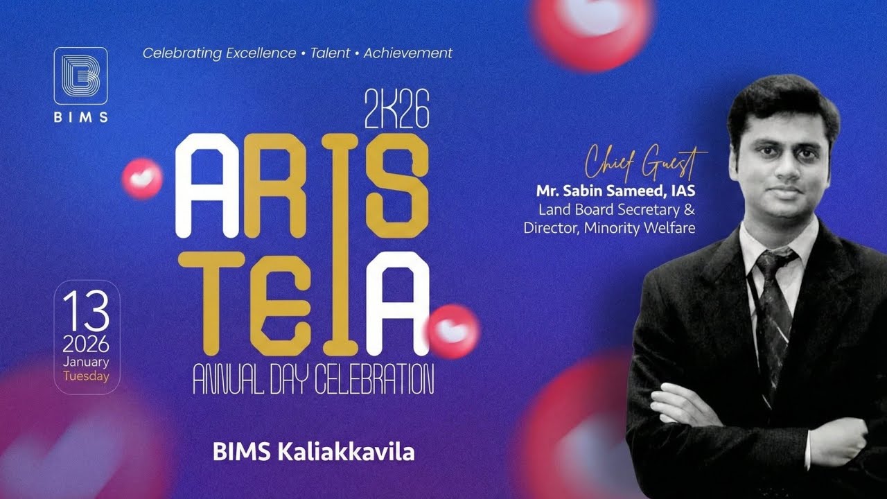 Inspiring Words from Our Chief Guest | Mr. Sabin Sameed IAS | Aristeia 2K26 | BIMS Kaliakkavila