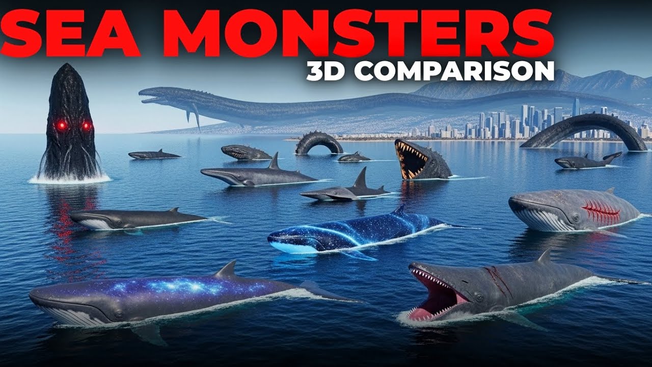 Insane Sea Monsters Size Comparison 3D | Dark Bloop vs SCP-169 vs Sea Eater vs Colossal Whale