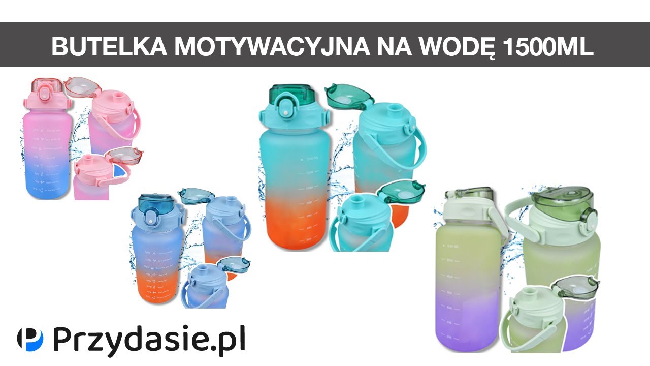 Butelka motywacyjna na wodę 1500ml bidon z miarką siłownia fitness 1,5l #10277 | PrzydaSiePL