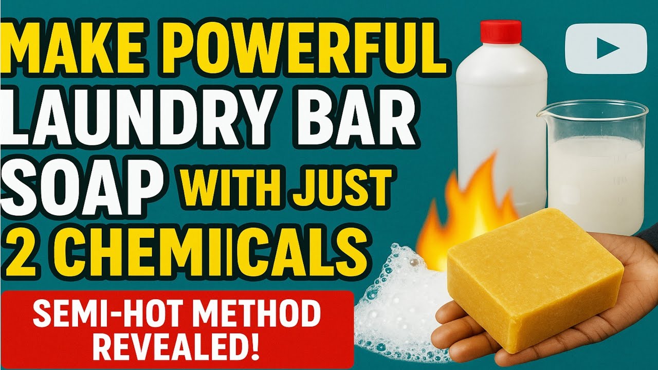 “How to Make Powerful Laundry Bar Soap Using Just 2 Chemicals | Semi Hot Process Method”