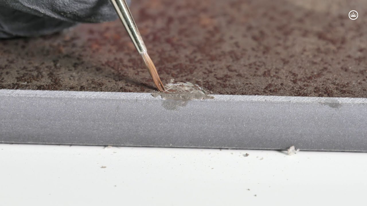 Reparatur einer Keramik Arbeitsplatte | Abplatzung an der Kante