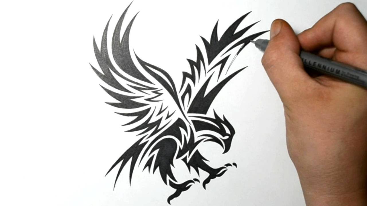 How to Draw an Eagle - Tribal Tattoo Design Style