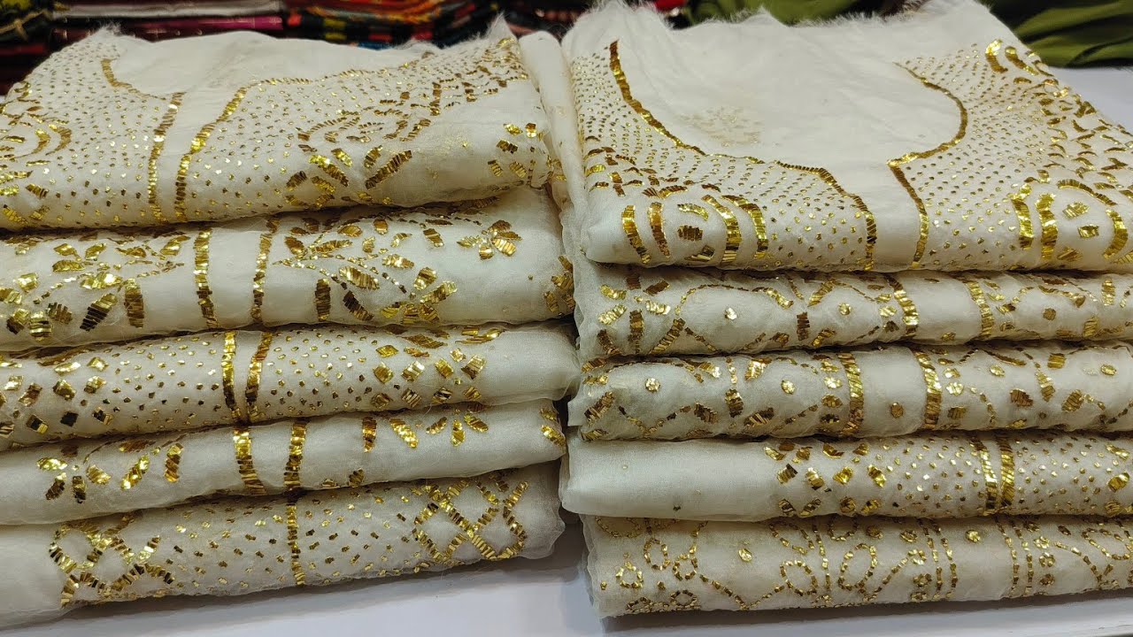 Affordable Exquisite Wedding Dress | Indian Organza Dyeable Fabric | Handcrafted Mukesh Kamdani Work
