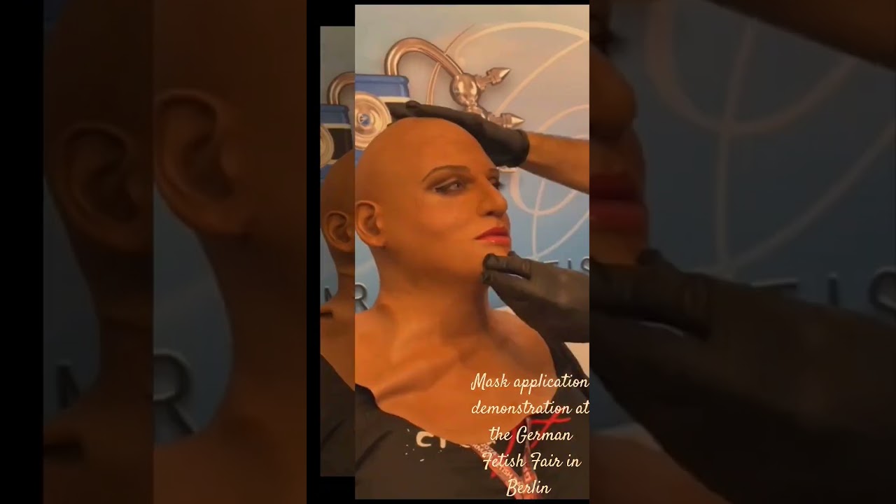 mask application demonstration at the German Fetish Fair in Berlin 