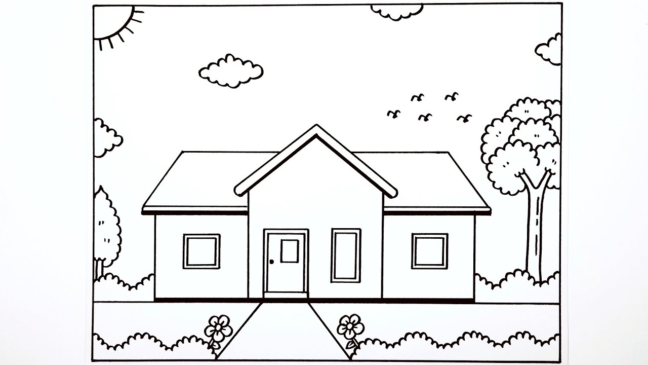 Cara menggambar rumah yang mudah dan simple 🏠 Gambar rumah yang mudah