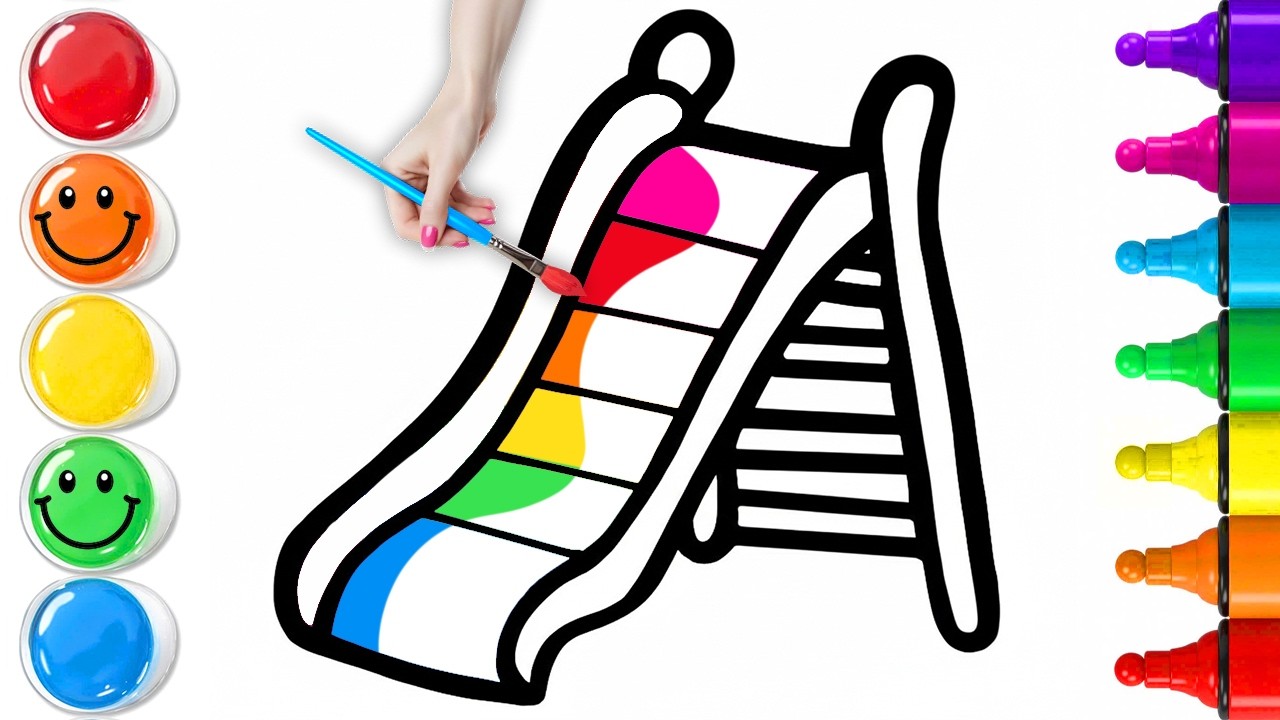 Как нарисовать забавную горку на детской площадке | Простой пошаговый урок