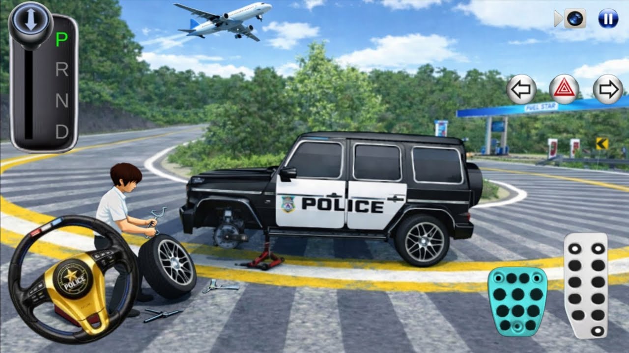 3D Driving Class Police Car Breakdown & Tire Repair Scene ✈️ | Realistic Driving Android Gameplay 