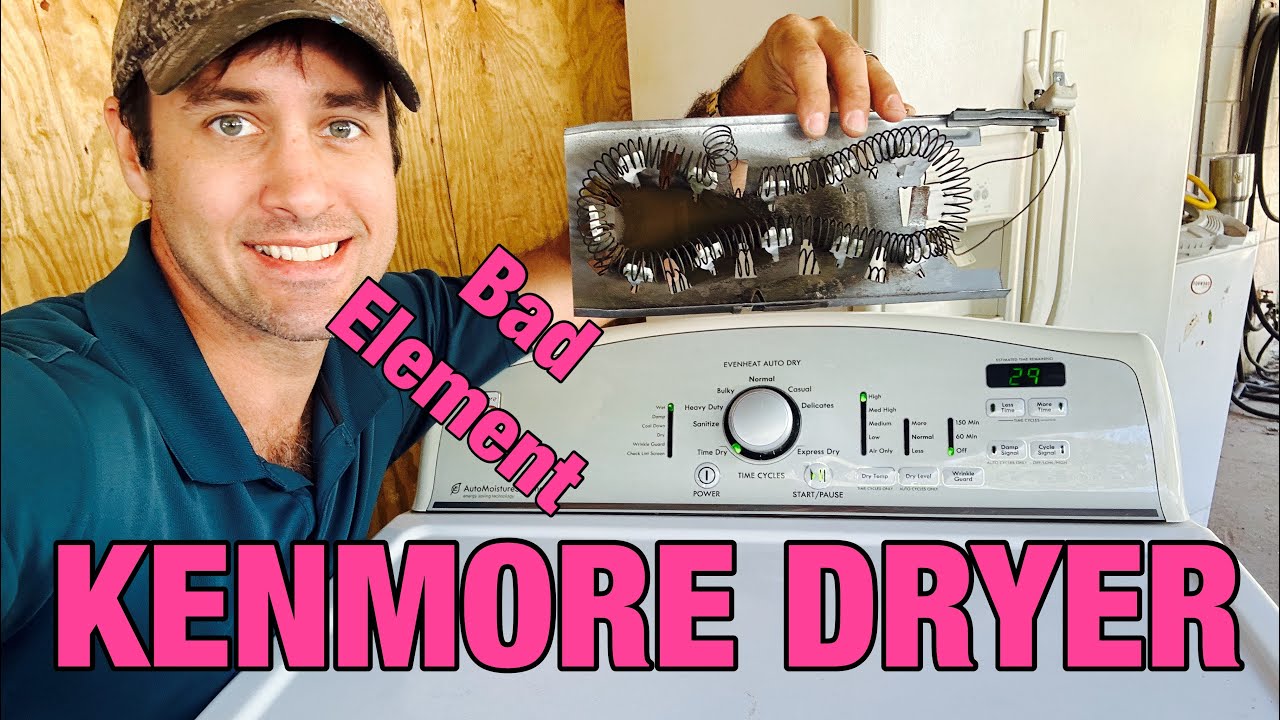 How to fix a Kenmore dryer that is not heating | 110.68002011 | Bad element and burned wire