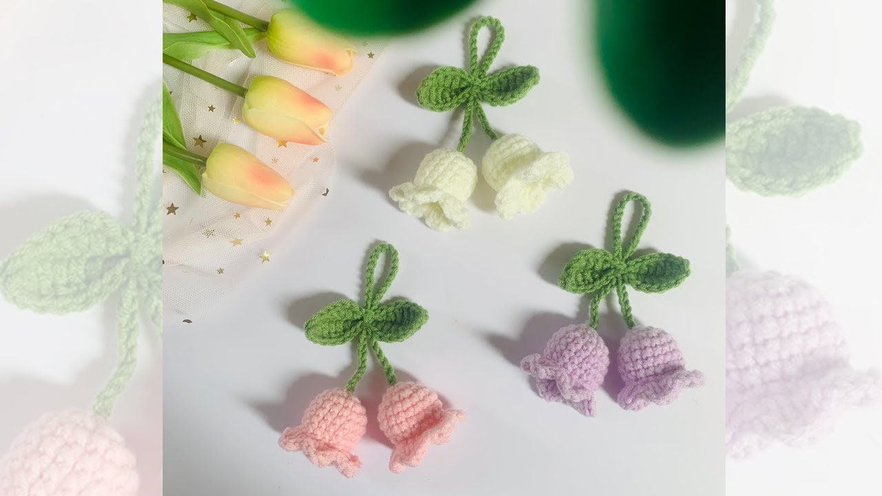 [English Sub] Hướng dẫn móc hoa linh lan (hoa chuông) | Crochet Lily of the valley
