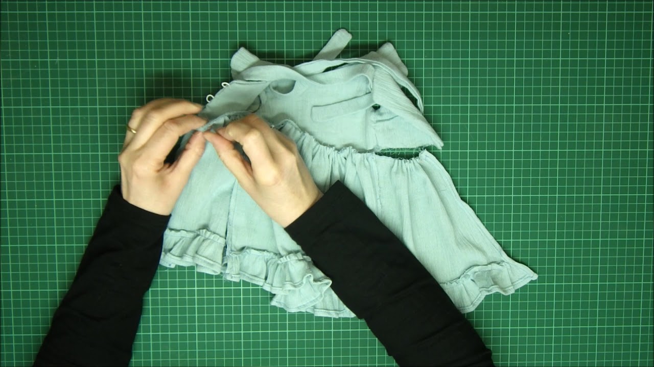 Rag Doll Outfit Making - Pinafore And Bonnet Part 3 - Attaching The Skirt