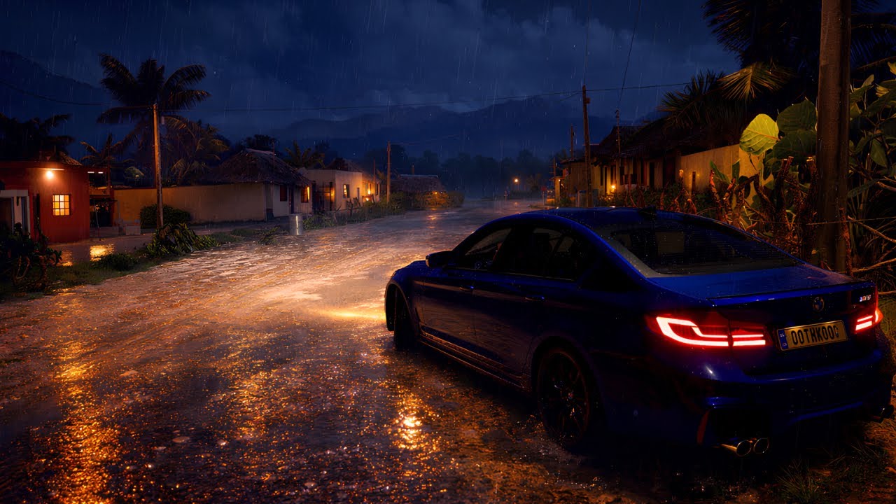 BMW M5 F90 Relaxing Night Drive | Rain, Reflections & City Lights | 4K Ultra HD | Forza Horizon 5