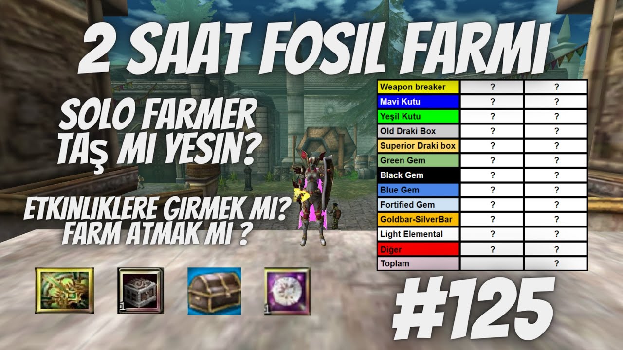 2 SAAT FOSİL FARMI - FARM ATMAK MI ? ETKİNLİK GİRMEK Mİ ? - #knightonline #125