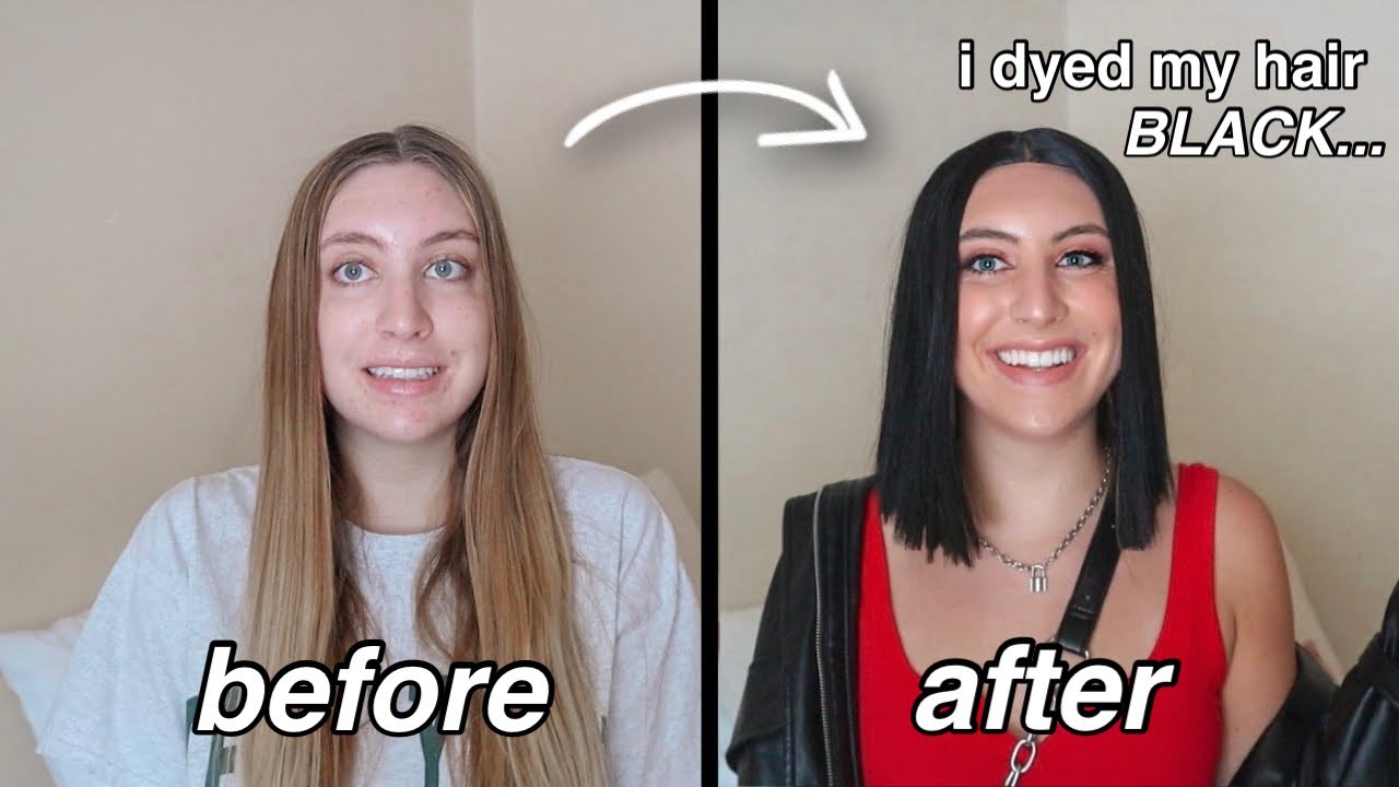 BLONDE TO BLACK HAIR TRANSFORMATION