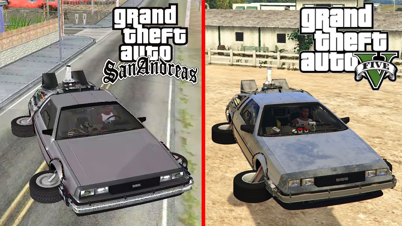 DeLorean DMC12 en GTA sa vs GTA 5 | CUÁL es el más REALISTA - AUTO de REGRESO al FUTURO #gta5 #gtasa