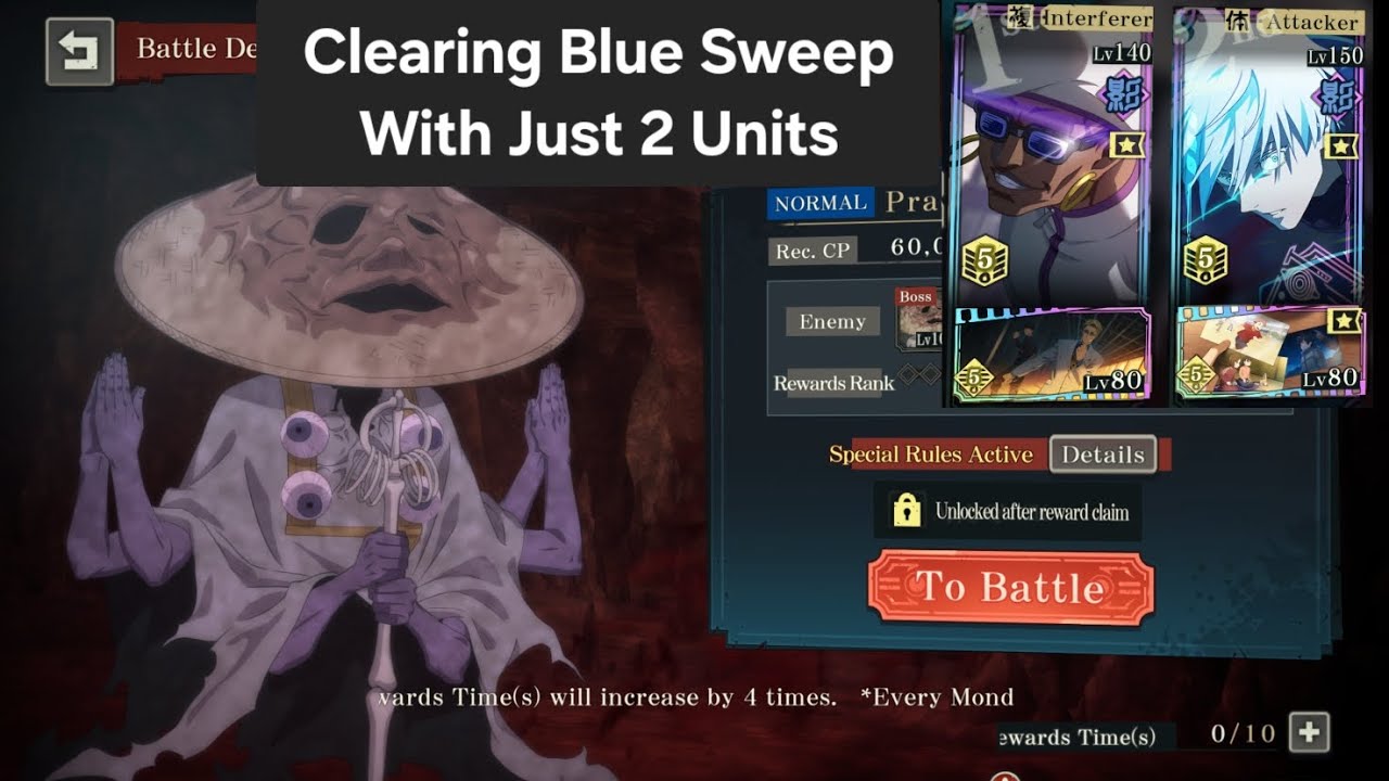 Clearing Blue Sweep with Just 2 Units | Jujutsu Kaisen Phantom Parade Global