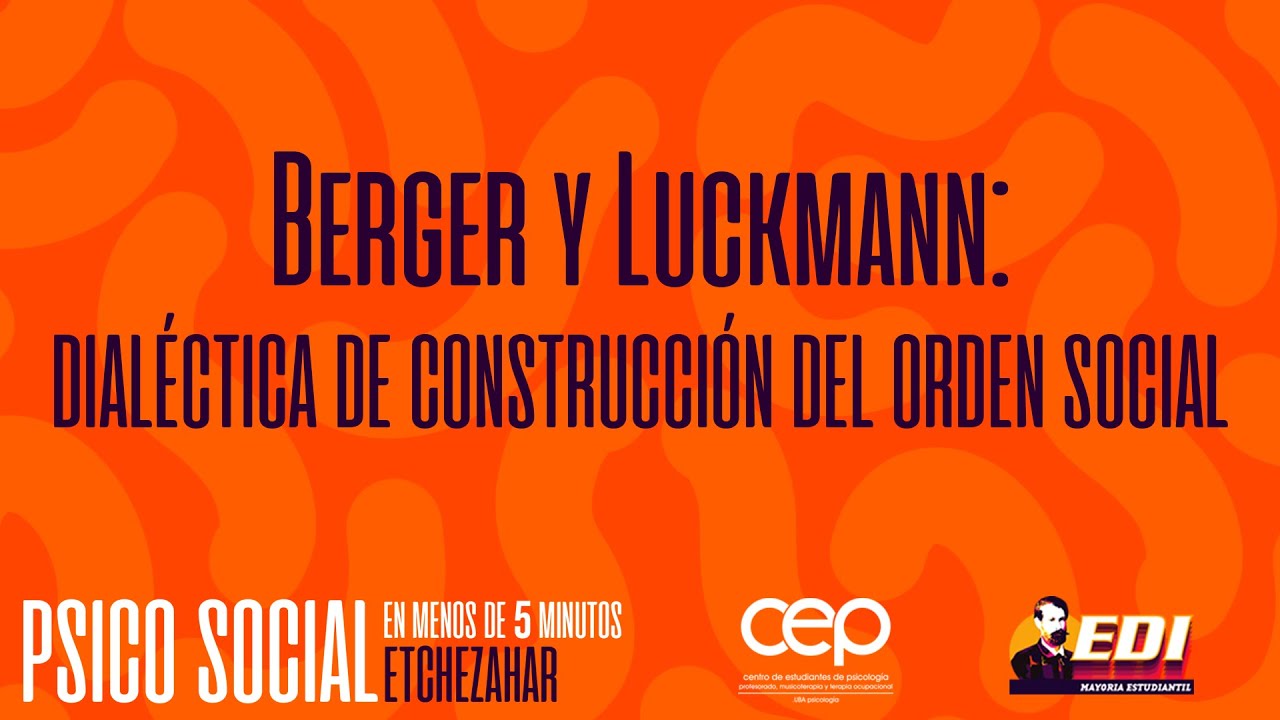 Berger y Luckmann: Dialéctica de construcción del orden social (3 momentos)
