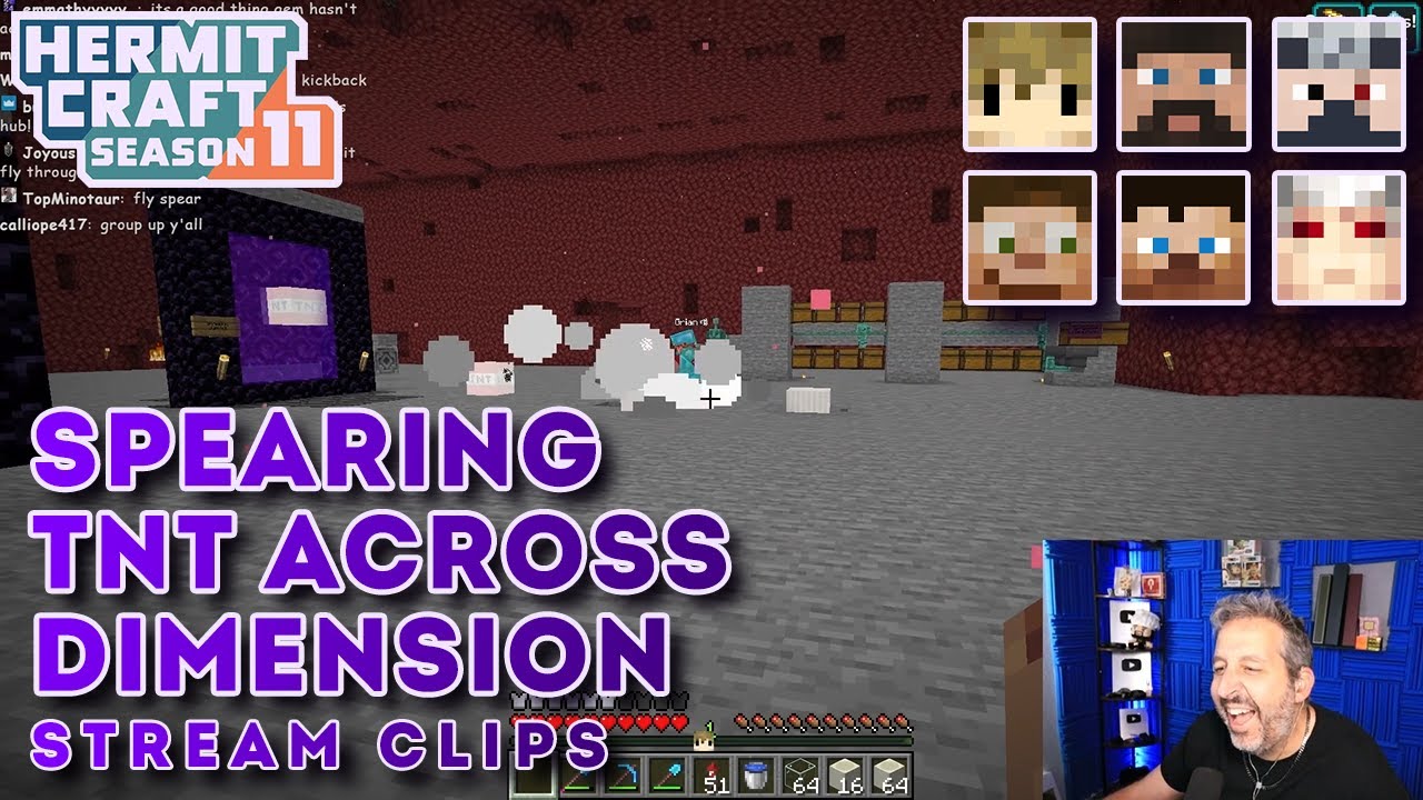 Spearing TNT Across Dimension | Stream Clips | Hermitcraft Season 11