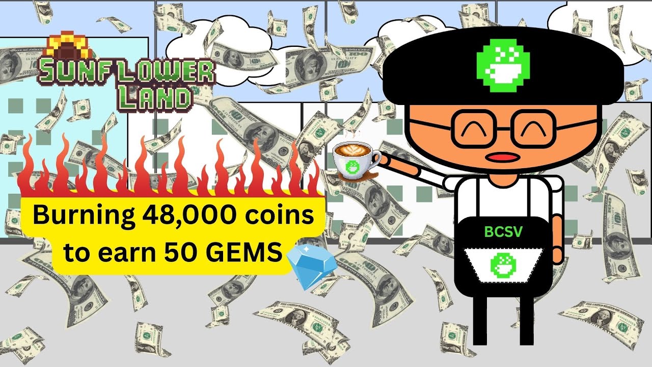 [Sunflower Land] - Burning 48,000 coins to earn 50 GEMS - #baboo #baboocoin #sunflowerland