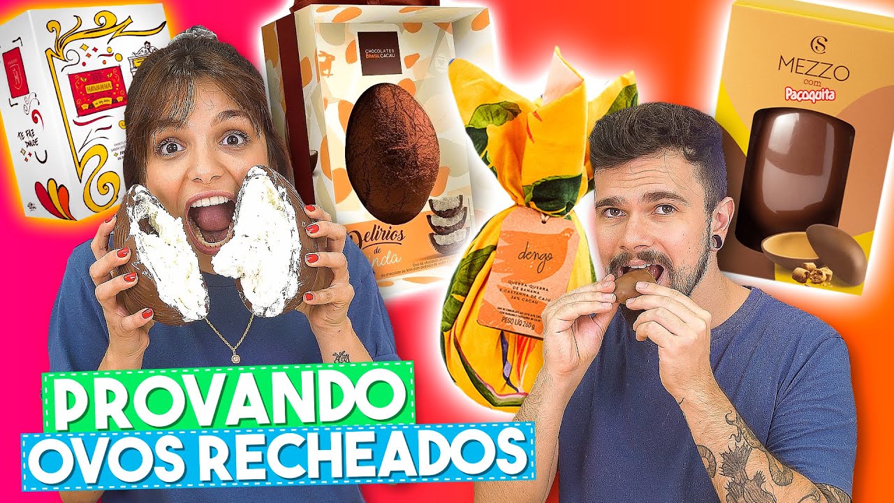 PROVANDO OVOS de PÁSCOA SUPER RECHEADOS!! Ovo de Paçoca, de BANANA | GABOB DE PÁSCOA