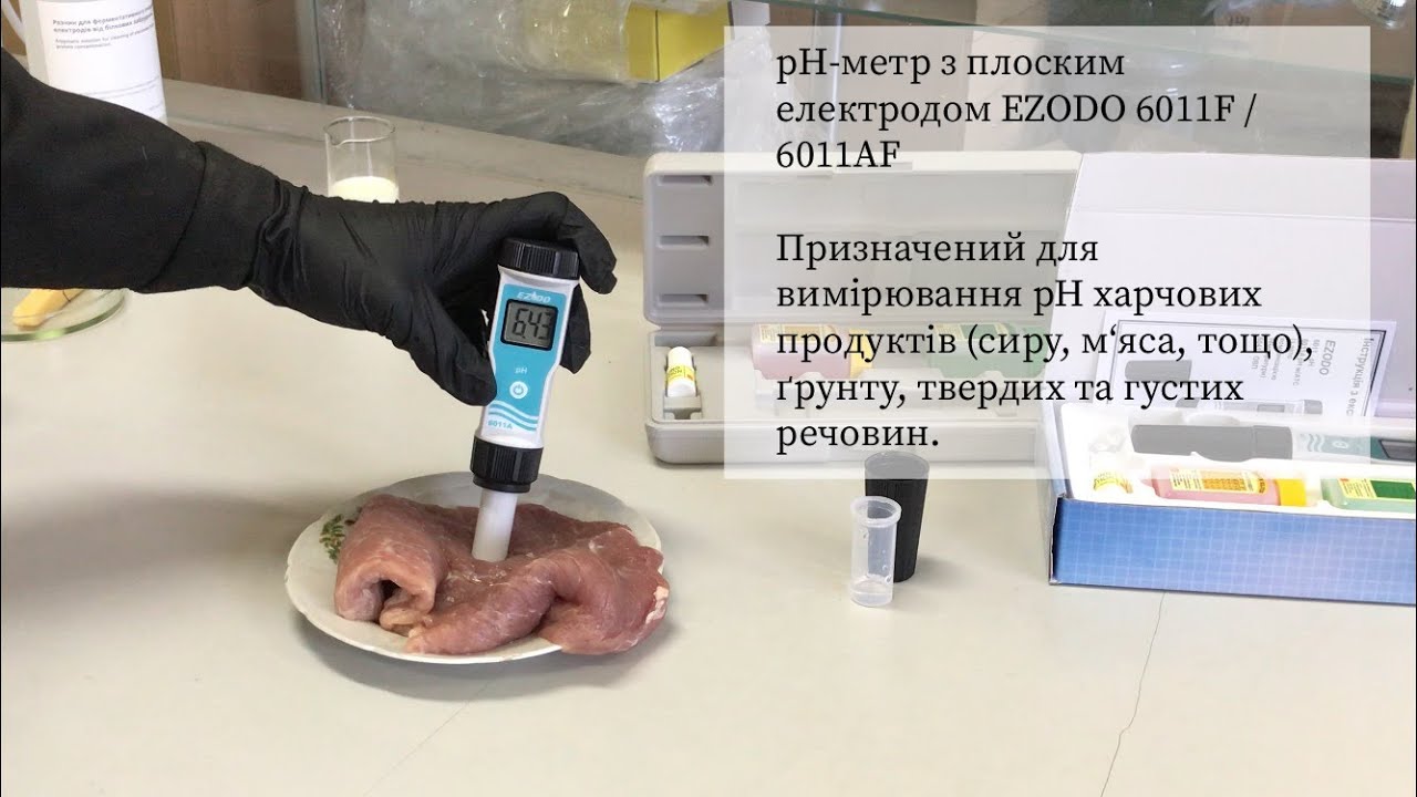 pH метр с плоским электродом EZODO 6011AF (6011F) для почвы, пищевых продуктов, мяса, сыра и т.д.